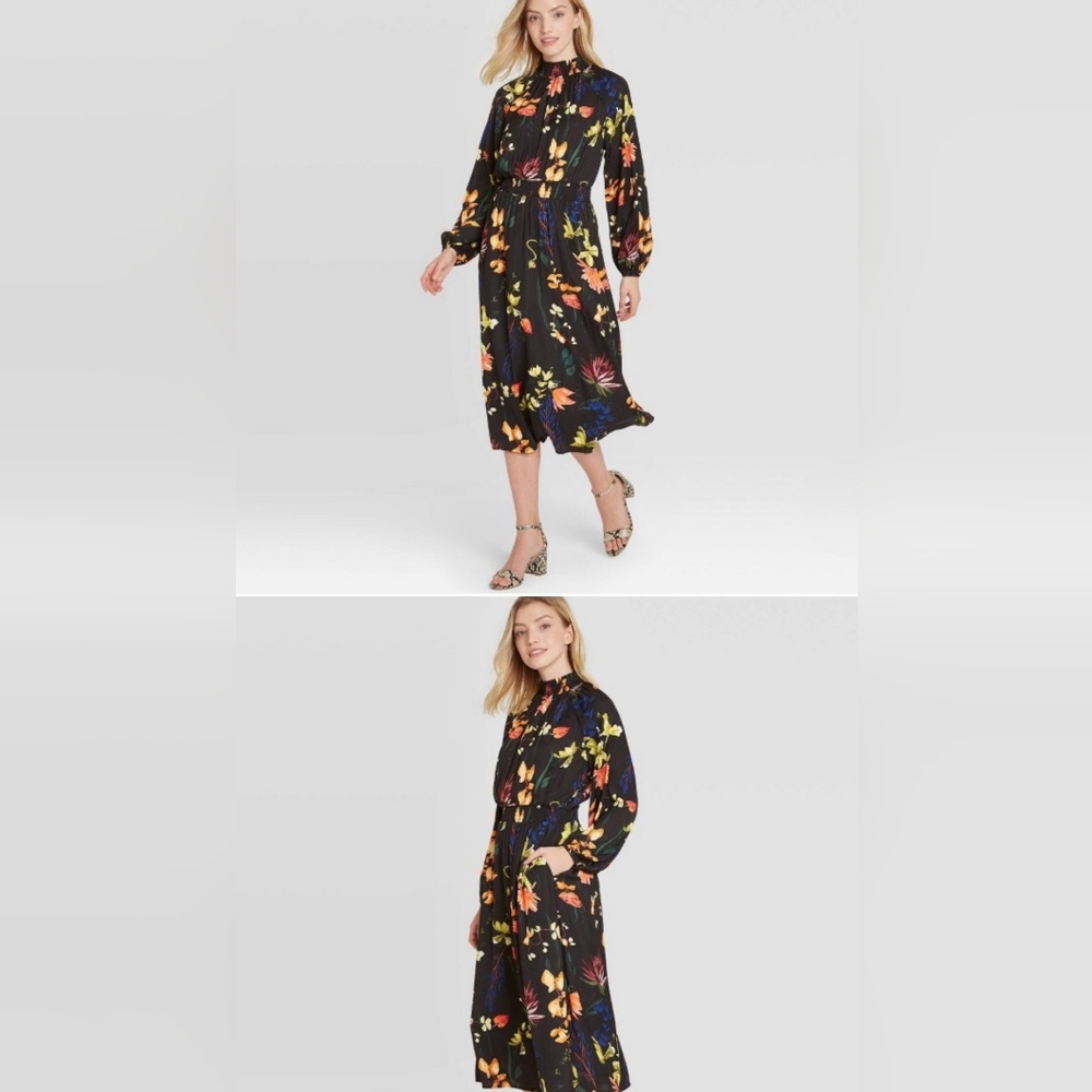 Sz.Small "A New Day" Satin Floral Dress